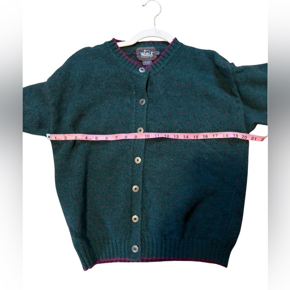 Vintage Woolrich Wool Blend Cardigan Sweater Buttons Large Green - Picture 6 of 10